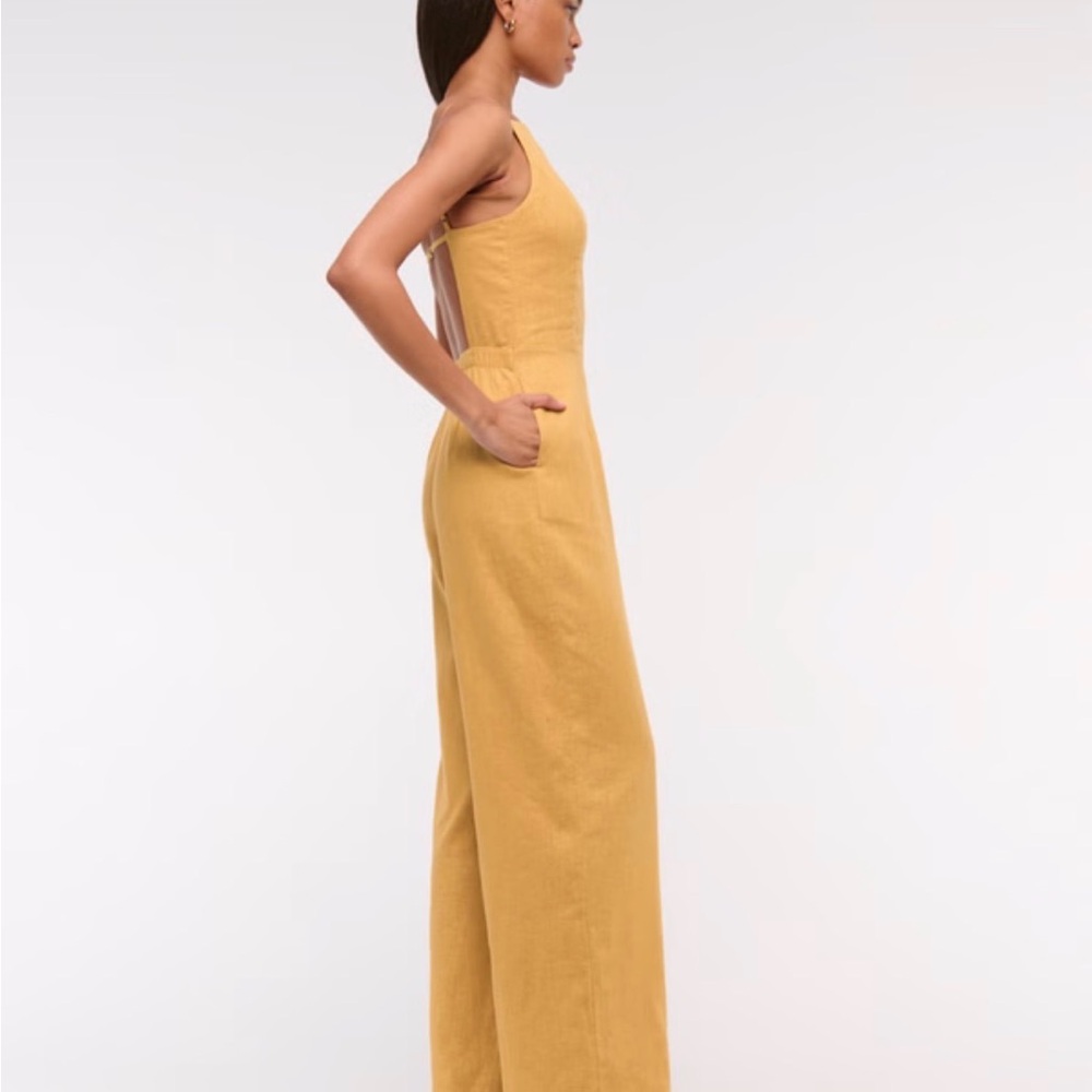 Abercrombie Linen blend Yellow Jumpsuit